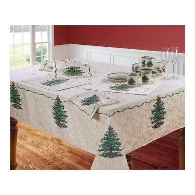 #ad Spode CHRISTMAS TREE 60 x 120 Table Cloth NIP