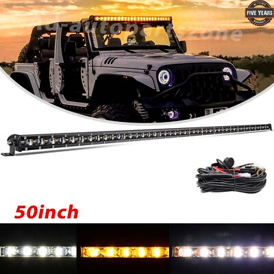 #ad Strobe Amber White 50quot; inch Led Light Bar Spot Flood Offroad Driving 4X4 Truck