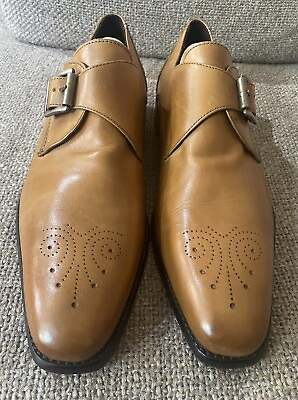 #ad MADE IN ITALY PAUL FREDERICK SINGLE MONK STRAP TAN BEIGE SHOES 11 WORN ONCE