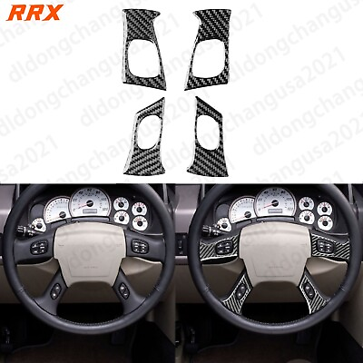 #ad Real Carbon Fiber Steering Wheel Button Cover For Hummer H2 Silverado Escalade