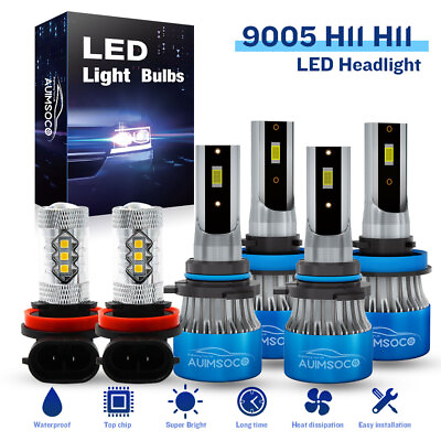 #ad #ad LED Headlight Fog Light Kit High Low Beam Bulbs 6000K For Toyota Prius 2010 2017