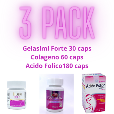 #ad 3 Pack✨🌟 Gelasimi Forte Colageno Acido Folico✨ Aminoacidos antioxidantes