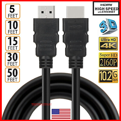 #ad High Speed HDMI Cable 2.0 4K 1080P UHD Ultra HD 2160P HDR 60Hz 18Gbps HDCP HDTV