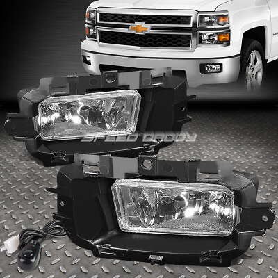 #ad FOR 14 15 CHEVY SILVERADO 1500 CLEAR LENS BUMPER DRIVING FOG LIGHT LAMP W SWITCH
