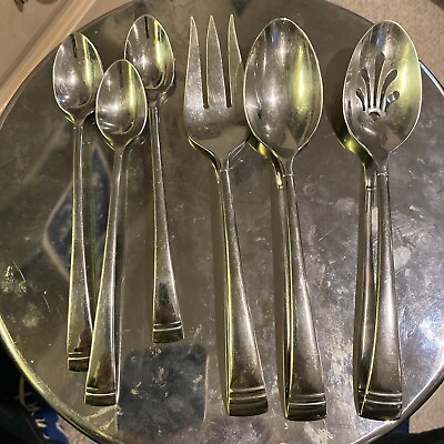 #ad Lenox Federal Platinum 6 Piece Lot Flatware 18 10 Stainless READ