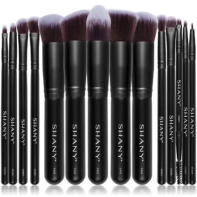 #ad SHANY Black Bombshell 14 Piece Complete Makeup Brush Set 14 PCS