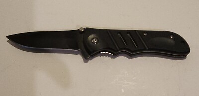 #ad Miller#x27;s Creek all black plain edge liner lock folding pocket knife