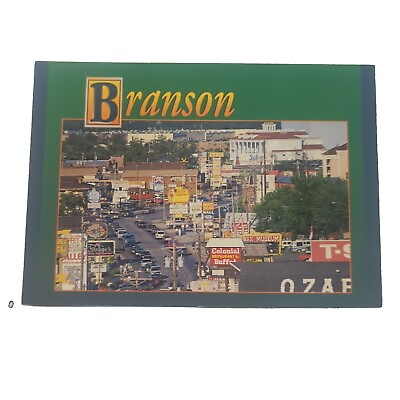 #ad Postcard Downtown Branson Mo Missouri Green Border USA American 12.2.12