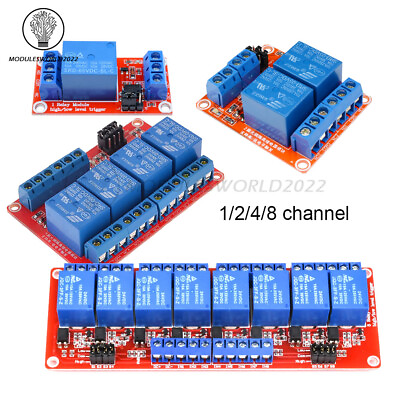 #ad 1 2 4 8 Channel Relay Board Relay Module Optocoupler High Low 5V 9V 12V 24V USA