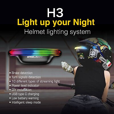 #ad H3 Motorcycle Wireless Helmet Signal Brake amp; Turn LED Signal Light for Safety