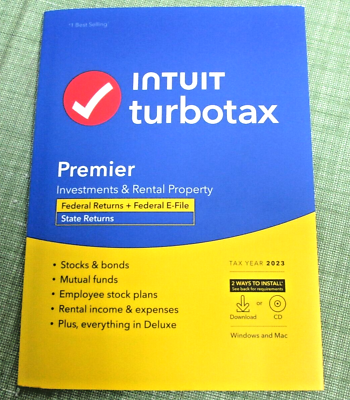 #ad NEW TurboTax Premier 2023 Federal 1 State Windows amp; Mac CD amp; Download Sealed
