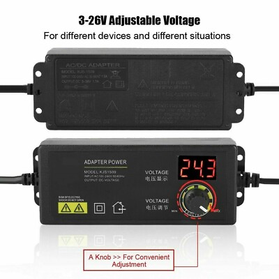 #ad 3V 36V Voltage Variable Adjustable AC DC Power Supply Adapter With LED Display