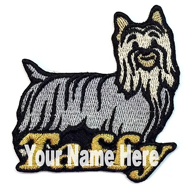 #ad Silky Terrier Dog Custom Iron on Patch With Name Personalized Free
