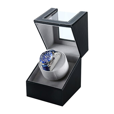 #ad Automatic Rotation Single Watch Winder Box Leather Storage Display Case Box Gift