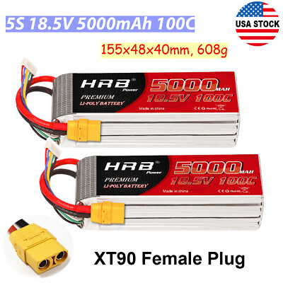 #ad 2pcs HRB 18.5V 5000mAh XT90 100C 5S LiPo Battery for Helicopter Drone Car Truck