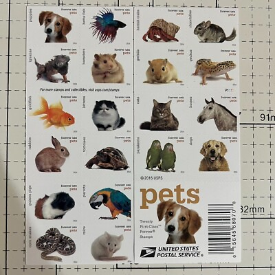 #ad Mint US 2016 Pets Booklet sheet Pane of 20 Stamps Scott# 5125A MNH