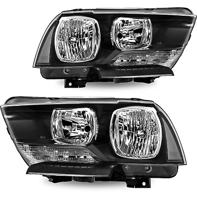 #ad For 2011 2014 Dodge Charger OEM Halogen Headlamps Pair Black Clear Headlights