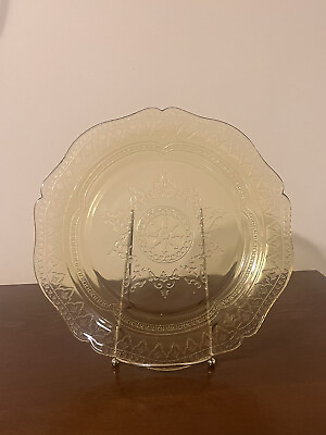 #ad Vintage Federal Amber Yellow Depression Glass Patrician Spoke 11quot; Dinner Plate