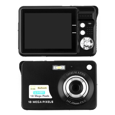 #ad 2.7quot; Digital Camera TFT LCD 18.0 MP 8 Zoom Mini Anti shake Full HD Black