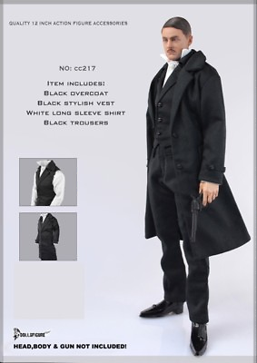 #ad 1 6 Scale british detective men long coat agent suit for hot toys Body