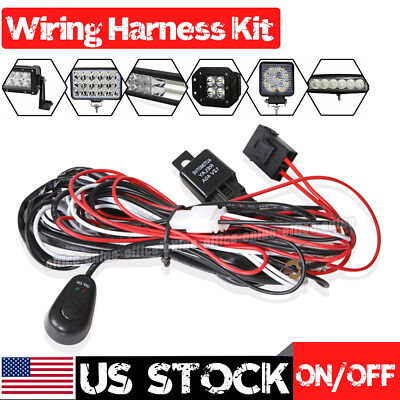 #ad 12V 40A Wiring Harness Kit Fuse ON OFF Switch Relay For LED Fog Work Light Bar