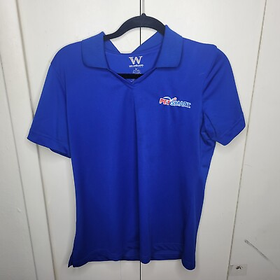 #ad Petsmart Unisex Employee Polo Shirt Size M Blue Embroidered Uniform