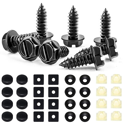 #ad 8 Sets Premium Stainless Steel License Plate Screws Kit Rust Proof For Car Truck