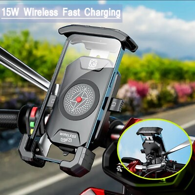 #ad 2023 NEW Motorcycle Phone Holder 15W Wireless Charger Stand Motorbike Handlebar
