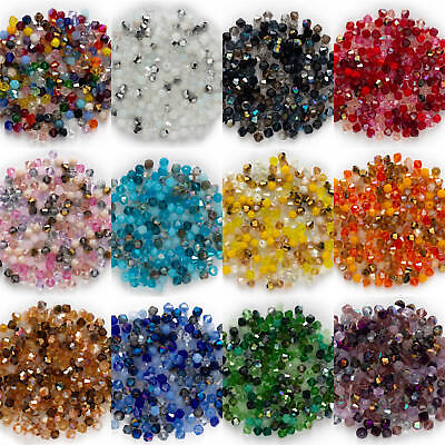 #ad 200pcs Bicone Faceted crystal beads glass beads for jewelry making DIY 4mm