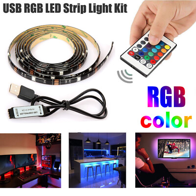 #ad 5V USB LED Strip Lights TV Back Light 5050 RGB Color Changing with 24Key Remote