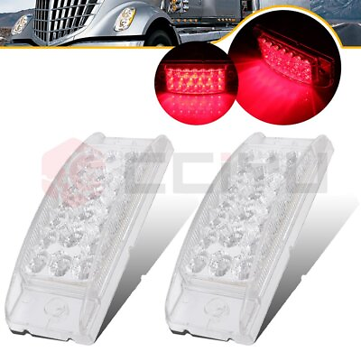 #ad 2x 6quot; Clear Lens Red Led Side Marker Turn Signal Universal Truck Trailer 20LED