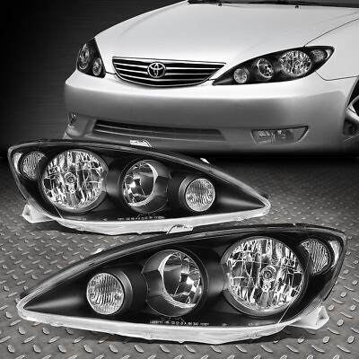 #ad FOR 05 06 TOYOTA CAMRY FACTORY STYLE BLACK HOUSING CLEAR CORNER HEADLIGHT LAMPS