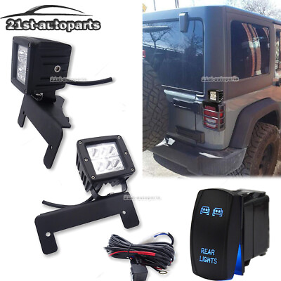 #ad Pair 24W Rear Tail Back LED Pod Work Light Mount Kit Fit 07 18 Jeep Wrangler JK