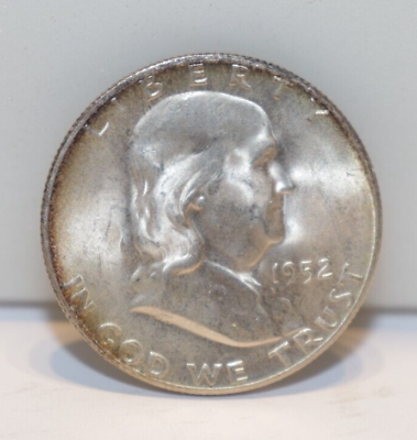 #ad 1952 S US Silver Franklin Half 50c Nice Unc