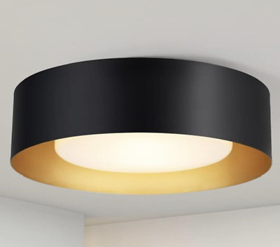 #ad Yiisem Modern Black and Gold Flush Mount Dru Ceiling Light 12quot;tall x 15.5quot; wide