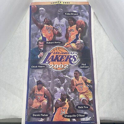 #ad Inland Valley Daily Newspaper Lakers NBA Champions 2002 SHAQ KOBE CHICK PHIL