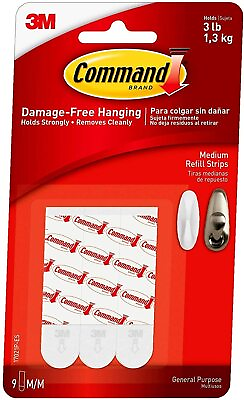 #ad Command Refill Strips Medium White 9 Strips Reorganize or Redecorate Damage Free