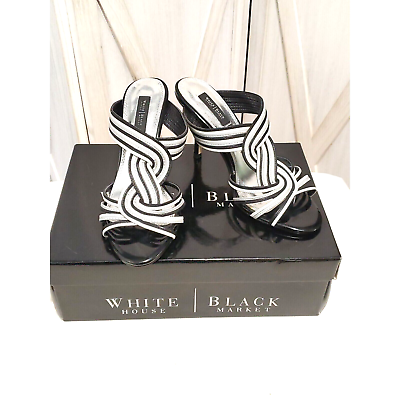 #ad #ad White House Black Market Jasper Stiletto 3.5quot; Heel Black White Mule Size 7 M
