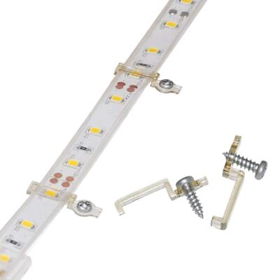 #ad 100 Pack Strip Light Mounting BracketsFixing ClipsOne Side Fixing100 Screws I...