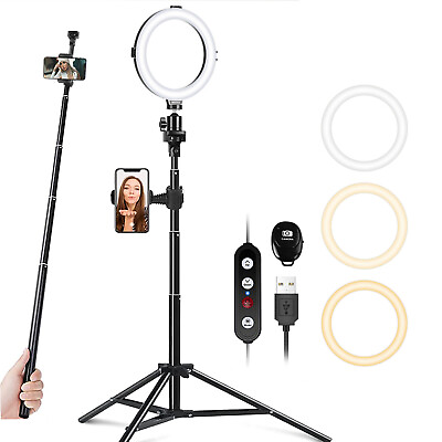 #ad #ad 8#x27;#x27; Selfie Ring Light with Tripod Stand Phone Holder Wireless Remote Shutter