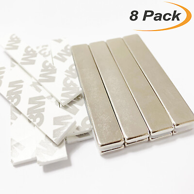 #ad 8X Powerful Bar Magnets Adhesive Backing Neodymium Magnets Rare Earth Metal