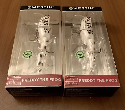 #ad 2 Westin Freddy the Frog P112 Wakebait Topwater Lures WHITE FROG