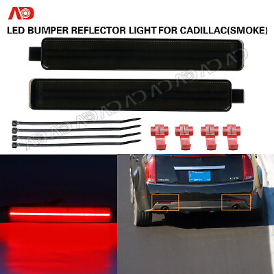 #ad For Cadillac CTS CTS V 2008 2013 Rear Bumper LED Reflector Light Smoked Red 2PCS