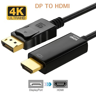 #ad Display Port to HDMI Cable DP Adapter Converter Audio Video PC HDTV 1080P 60Hz