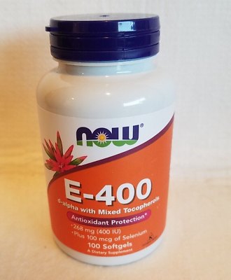 #ad NOW E 400 D Alpha with Mixed Tocopherols 268 mg 400 IU 100 Softgels 08 2026