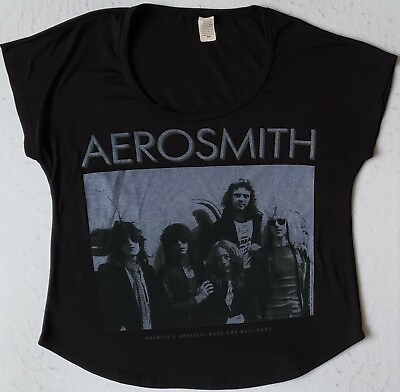 #ad AEROSMITH Female Size Small Scoop Neck Black T Shirt