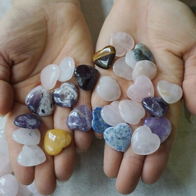 #ad 100Pcs Tiny Natural Quartz Crystal Jasper Heart Mixed Stone Tumble Healing 2cm