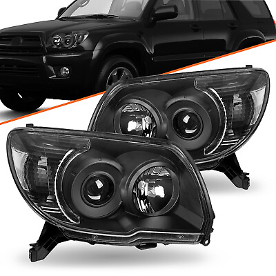 #ad For 2006 2009 Toyota 4Runner Black Headlights Assembly Clear Corner Lamps LR