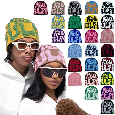 #ad New Fashion Men Women Knitting Beanies Hat Cap Mea Culpa Hip Hop Cap Knitwear