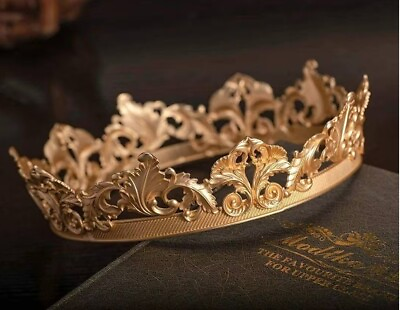 #ad Gold Vintage Crown Hair Jewelry Royal King Crown Men Metal Prom Party Gift